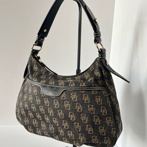 Dooney & Bourke Black and Tan Monogram Shoulder Bag